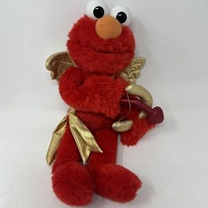 Vintage 1997 Applause Cupid Elmo Sesame Street Plush Gold Wings Bow Arrow 16"